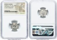 Faustina Junior (AD 147-175/6). AR denarius (17mm, 3.27 gm, 5h). NGC AU 4/5 - 4/5. Rome, AD 170-175/6. FAVSTINA-AVGVSTA, draped bust of Faustina Junio...