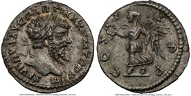 Septimius Severus (AD 193-211). AR denarius (18mm, 11h). NGC AU. Laodicea, ca. AD 201-202. SEVERVS AVG PART MAX P M TR P VIIII, laureate head of Septi...