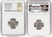 Geta, as Caesar (AD 209-211). AR denarius (19mm, 2.99 gm, 12h). NGC Choice VF 4/5 - 4/5. Rome, AD 203-208. P SEPTIMIVS GETA CAES, bare headed, draped,...