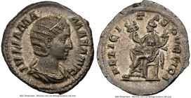 Julia Mamaea (AD 222-235). AR denarius (20mm, 3.40 gm, 7h). NGC Choice AU 5/5 - 5/5. Rome. IVLIA MA-MAEA AVG, draped bust of Julia Mamaea right, seen ...