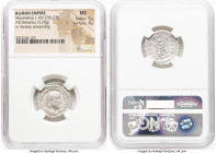 Maximinus I (AD 235-238). AR denarius (20mm, 3.20 gm, 5h). NGC MS 5/5 - 4/5. Rome, March AD 235-January AD 236. IMP MAXIMINVS PIVS AVG, laureate, drap...