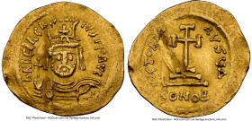 Heraclius (AD 610-641). AV solidus (23mm, 4.48 gm, 7h). NGC Choice VF 5/5 - 1/5, straightened. Constantinople, 4th officina, AD 610-613. d N hЄRAC-LIЧ...