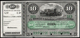 189-. Banco Español de la Isla de Cuba. 10 pesos. Prueba de anverso. SC. Rarísimo