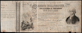 CAMBIO MALLORQUÍN. 10 de junio de 1880. 100 pesetas. Serie D. Palma. Obligación. EBC+. Muy raro