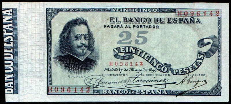 17 de mayo de 1899. 25 pesetas. Serie H. E306a. Ligeramente planchado. EBC-. Bue...