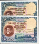 7 de enero de 1935. 500 pesetas. Pareja correlativa. SC. Lote de 2