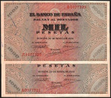20 de mayo de 1938. 1.000 pesetas. Serie A. Pareja correlativa. Casi SC-/SC. Lote de 2
