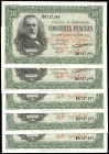 9 de enero de 1940. 50 pesetas. Serie D. Cinco correlativos. EBC+. Lote de 5
