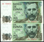 23 de octubre de 1979. 1.000 pesetas. Serie 8A. Pareja correlativa. SC. Raros. Lote de 2