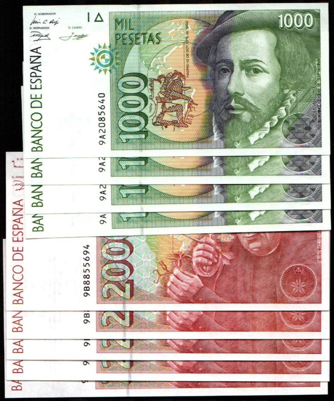 24 de abril de 1992 (1995). 2.000 pesetas. Serie 9B. Cinco correlativos. E482Ab....