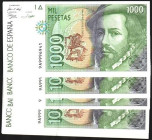 12 de octubre de 1992. 1.000 pesetas. Serie 9A. Cuarenta correlativos. SC. Estupendos. Lote de 40