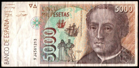 12 de octubre de 1992. 5.000 pesetas. Serie 9J. E484c (R sin estimación). Muy raro