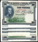 1 de julio de 1925. 100 pesetas. Serie D. Correlativos por inicio… Lote de 8