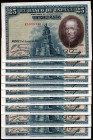 15 de agosto de 1928. 25 pesetas. Serie E. Cinco correlativos. SC. Lote de 10