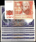 25 de abril de 1931. 100 pesetas. Sin serie. Inicio de colección de correlativos…Lote de 9