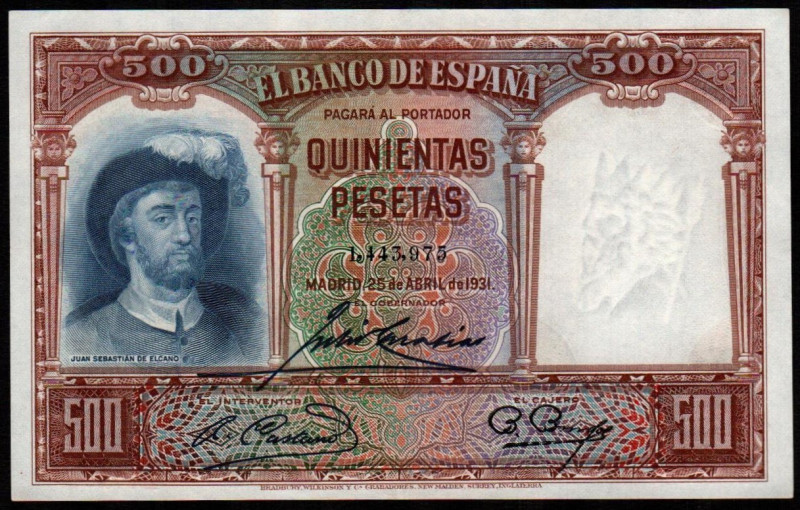 25 de abril de 1931. 500 pesetas. Sin serie. E461. SC, apresto original