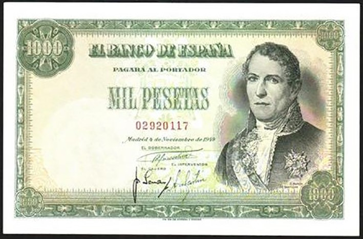 4 de noviembre de 1949. 1.000 pesetas. E458 (1.500€). Levísima marquita en marge...