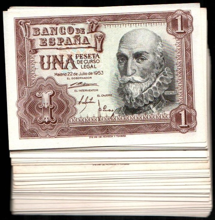 22 de julio de 1953. 1 peseta. Sin serie y series A, B, C, D, E, F, G, H, I, J, ...