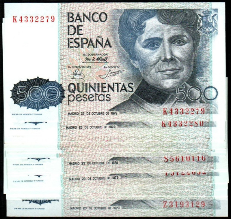 23 de octubre de 1979. 500 pesetas. Series K, L, M, N, P, Q, R, S, T, U, V, X, Y...