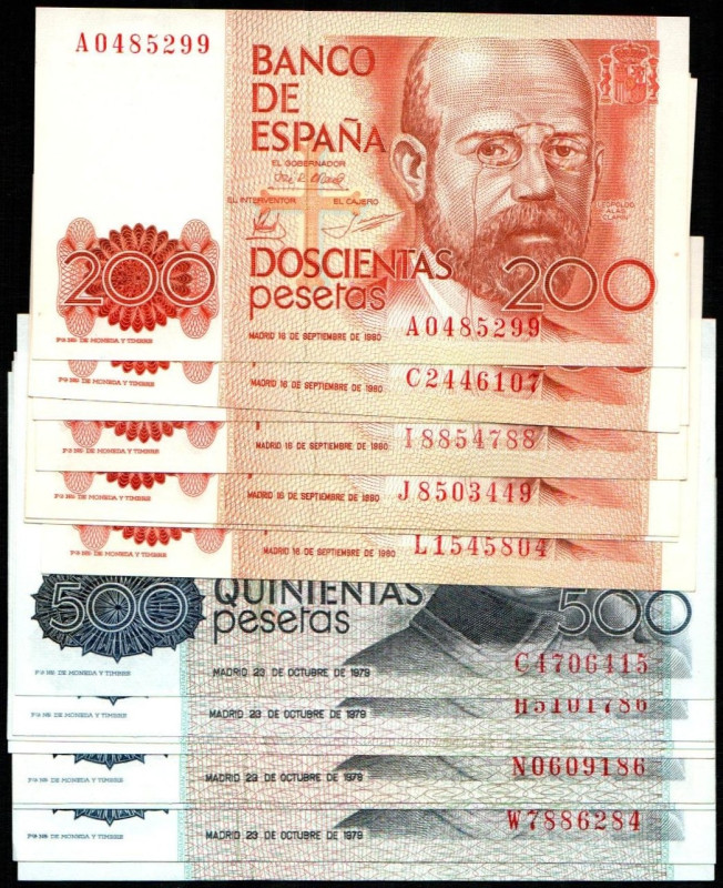 23 de octubre de 1979. 500 pesetas. Series C, H, I, L, N, R, W y Z. E476a. Tres ...