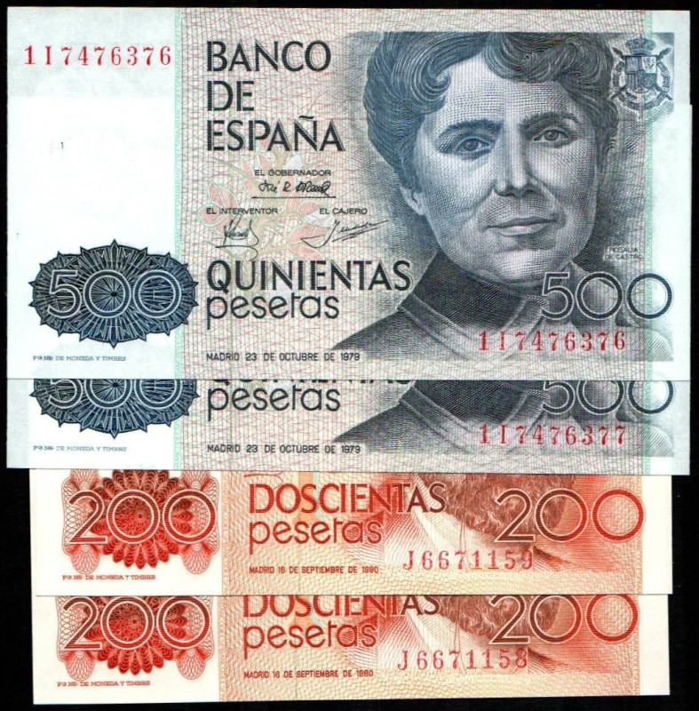 23 de octubre de 1979. 500 pesetas. Serie 1I. Pareja correlativa. E476a. 16 de s...