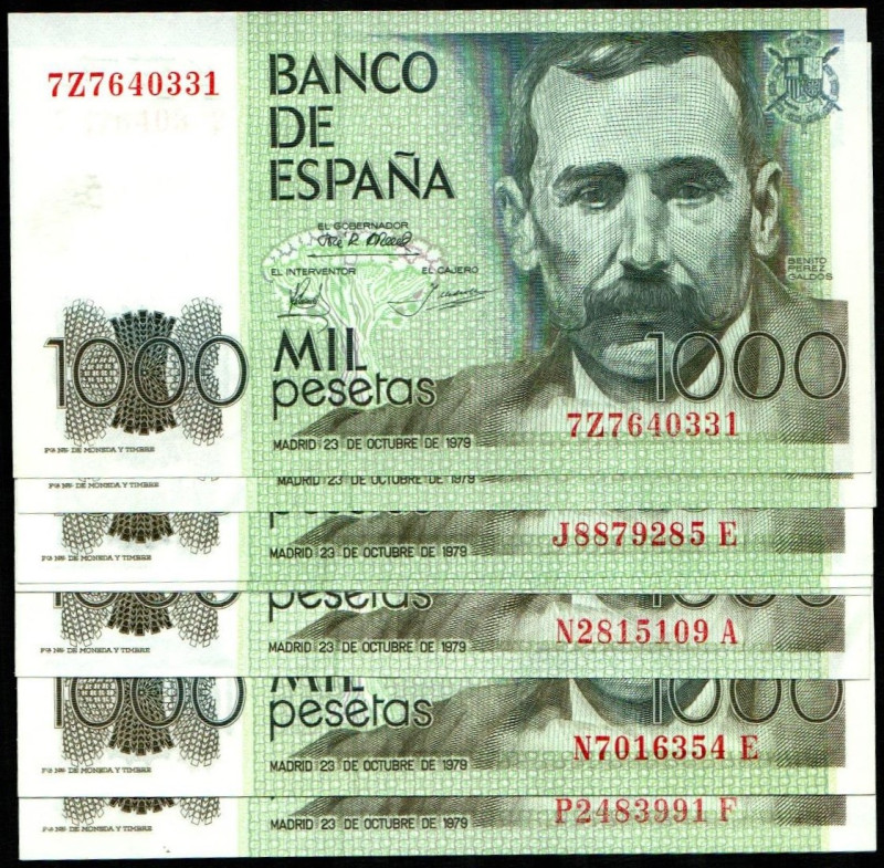 23 de octubre de 1979. 1.000 pesetas. Series 7Z, J E, N A, N E y P F. Cinco pare...