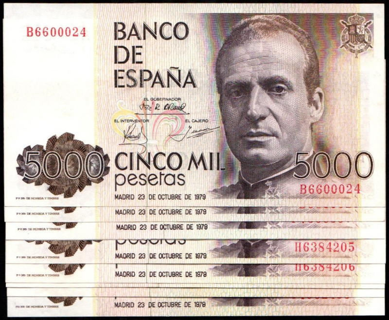 23 de octubre de 1979. 5.000 pesetas. Series B, F, H, M y T. Cinco parejas corre...