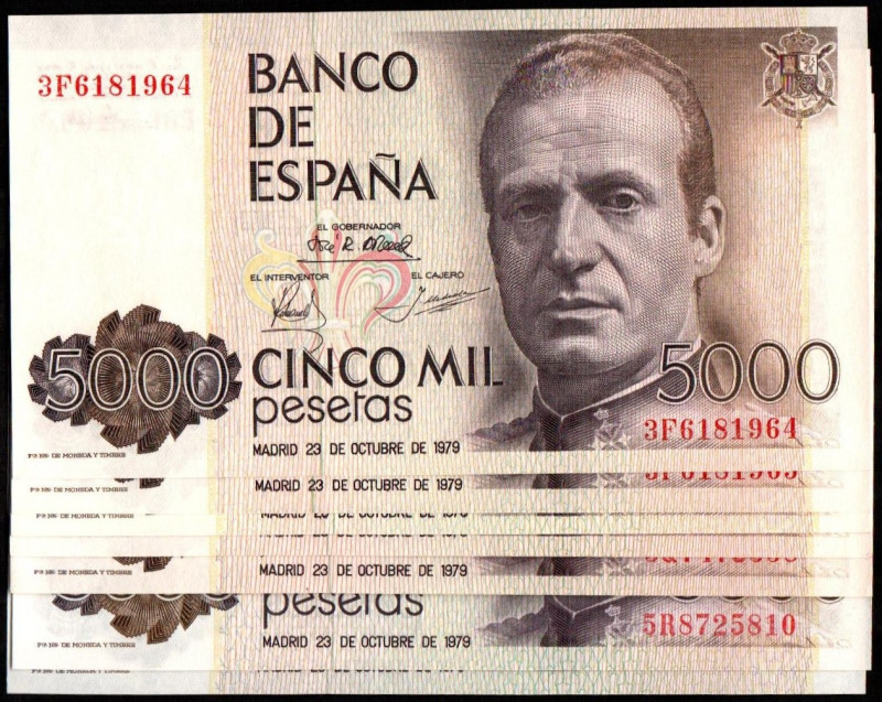 23 de octubre de 1979. 5.000 pesetas. Series 3F, 3J, 3Q y 5R. Cuatro parejas cor...