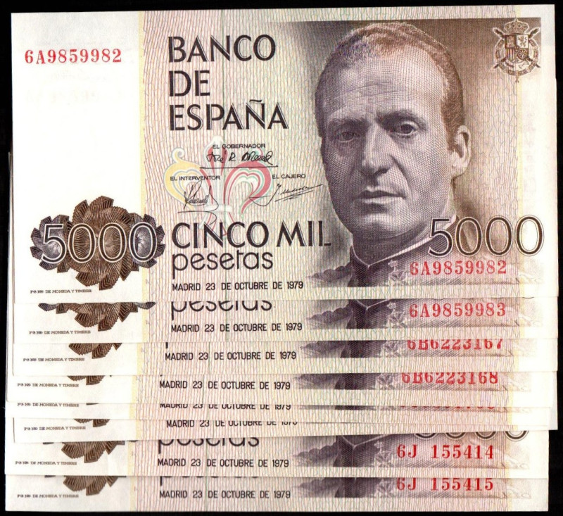 23 de octubre de 1979. 5.000 pesetas. Series 6A, 6B, 6I y 6J. Cuatro parejas cor...