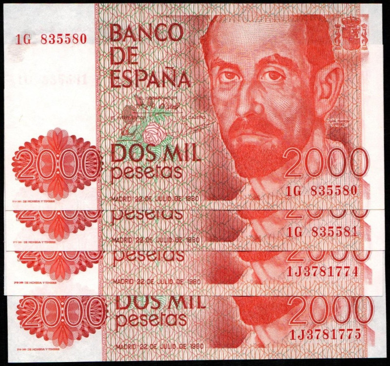 22 de julio de 1980. 2.000 pesetas. Series 1G y 1J. Parejas correlativas. E479a....