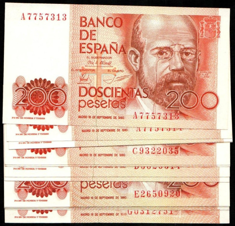 16 de septiembre de 1980. 200 pesetas. Series A, B, C, D, E, F y G. Todo en pare...