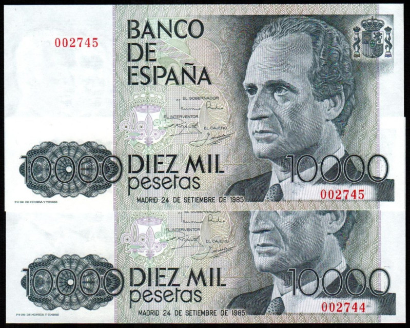 24 de septiembre de 1985. 10.000 pesetas. Sin serie. Pareja correlativa. Numerac...