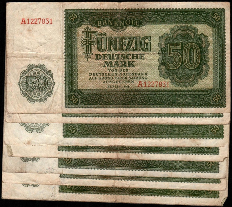 ALEMANIA DEMOCRÁTICA. 50 marcos. 1948. Letras E, T y AE. P14a y 14b (1) (1'5/4'5...