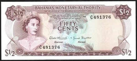 BAHAMAS. 1968. 1/2 dólar. P26. SC, apresto original