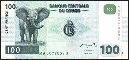 CONGO. 100 francos. 4 de enero del 2000. P92. Planchado. EBC-