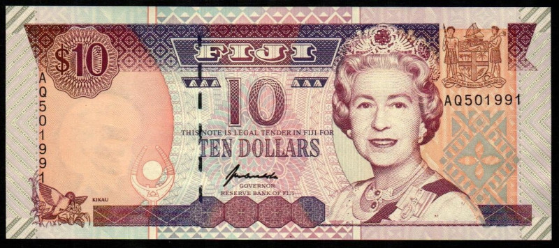 FIJI. 10$. 1996. Isabel II y barca/casa. P98b. SC, apresto original