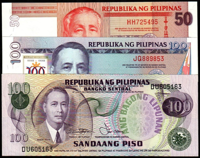 FILIPINAS. 100 piso. No datado. M. Roxas y edificio del Banco Central de Filipin...