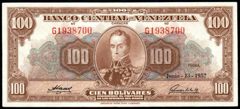 VENEZUELA. 100 bolívares. Banco Central de Venezuela, Caracas. 13 de junio de 19...