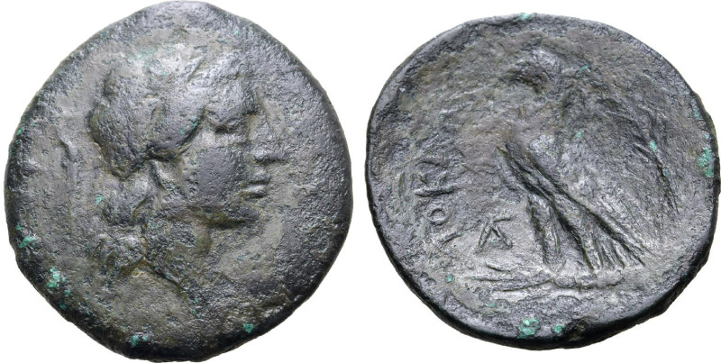 Bruttium, Lokroi Epizephyrioi, c. 287-278 BC. Æ (13.32g, 28mm, 2h). Head of Pers...