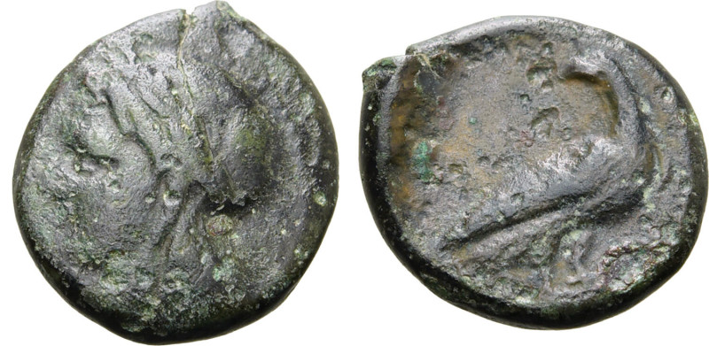 Sicily, Akragas (287-282 BC). Æ (2.46g, 13mm, 2h). Phintias, tyrant. Laureate he...