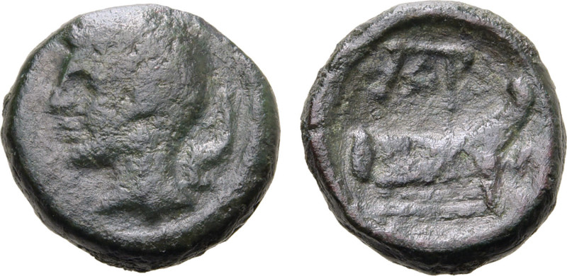 Sicily, Panormos, c. 208-180 BC. Æ (3.18g, 12mm, 9h). Veiled and wreathed head o...