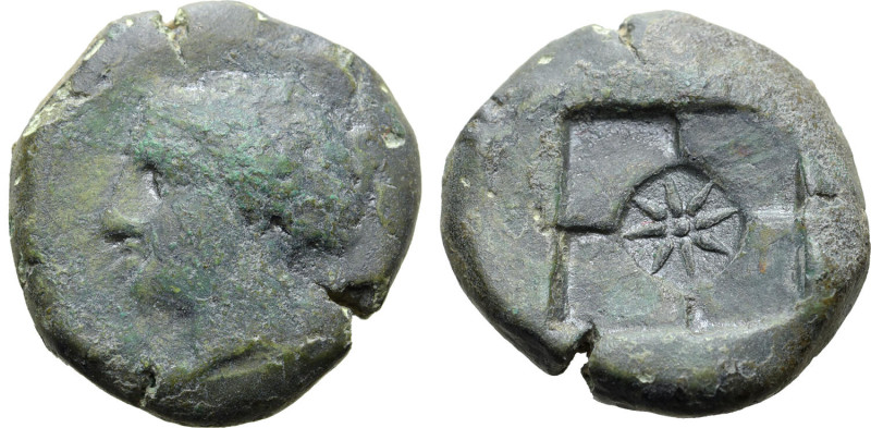 Sicily, Syracuse. Time of Dionysios I, circa 405-375 BC. Æ (4.45g, 16mm). Head o...