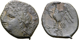 Sicily, Syracuse. Time of Hiketas II, circa 287-278 BC. Æ (3.51g, 20mm, 1h). Laureate head of Zeus Hellanios to left; [ΔΙΟΣ ΕΛΛΑΝΙΟΥ] before R/ [ΣΥΡΑΚ...