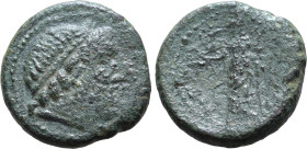 Sicily, Syracuse. Roman rule, circa 1st century BC. Æ (9.76g, 21mm, 6h). Diademed head of Serapis to right, wearing atef crown. R/ Illegible inscripti...