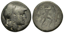 Kings of Macedon. Antigonos II Gonatas (277/6-239 BC). Æ Unit (18mm, 5.00 g). Macedonian mint. Helmeted head of Athena right. R/Pan standing right, er...