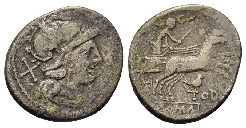 Bird and TOD series, Rome, 189-180 BC. AR Denarius (19,6mm, 3.5g). Helmeted head...