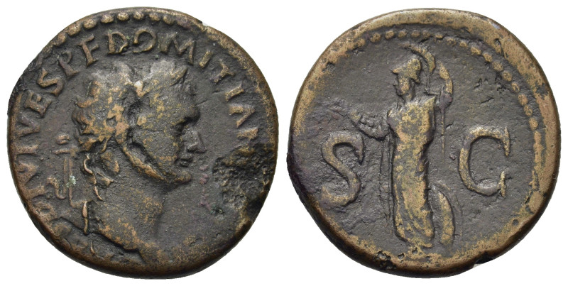 Domitian (Caesar, 69-81). Æ As (25,8mm, 10,8g). Rome. Laureate head of Domitian ...