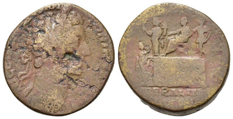 Commodus (177-192). Æ Sestertius (27,3mm, 20.5g). Rome. Laureate head right. R/ ...