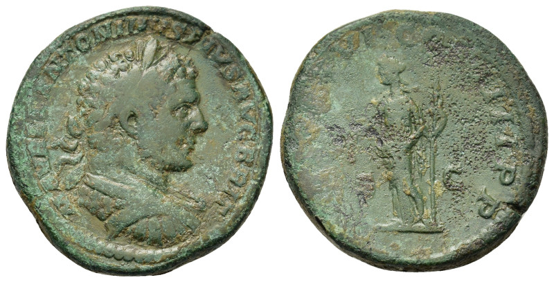 Caracalla (198-217). Æ Sestertius (32.5mm, 26.30g). Rome, AD 213. Laureate, drap...