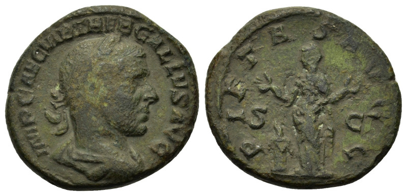 Trebonianus Gallus (251-253). Æ As (25mm, 9.80g). Rome, 251-2. Laureate, draped ...